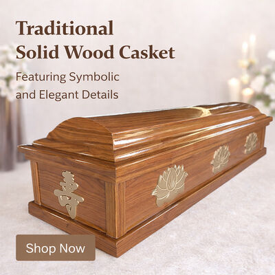 Traditional Solid Wood Casket Custom Shape Elegant Design Burial Coffin